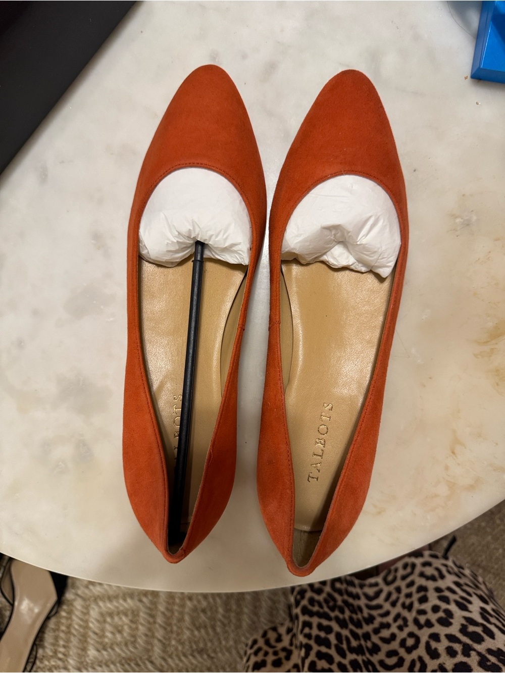 Melon Almond-toe Suede Flats